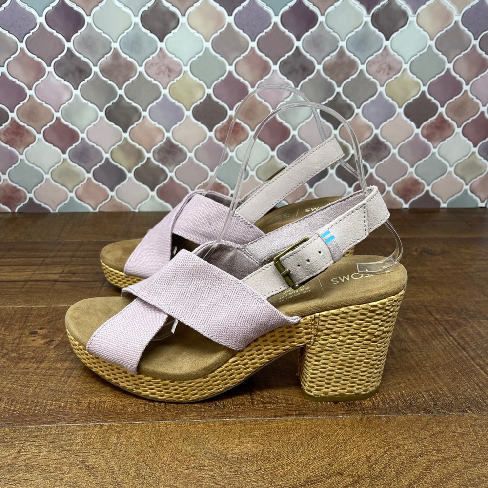 Toms - Ibiza Platform Heel Burnished Lilac‎ Heritage Canvas - Size 9 - Picture 11 of 17